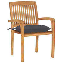 RJPLMFV Patio Chairs 2 pcs with Anthracite Cushions Solid Teak Wood Outdoor Chairs Balcony Chair Deck Chairs for Gardens, courtyards