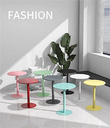 ALMLWIAJ Nightstand, Round Coffee Table Dining Table for Indoor Outdoor Bistro Metal Iron with Sturdy Base Ideal for Garden Dining Room Home Bar (Gold 70x72cm)