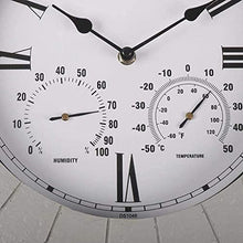 Wall Clock Weatherproof, Garden Wall Clocks Ornaments Outdoor, Precise Timing with Temperature and Humidity Meter