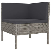 Heofavd 9-Piece Modular Garden Lounge Set Grey PE Rattan 23.6 x 23.6 x 13.8 in Large Outdoor Sectional Furniture for Patio Balcony Sunroom Seating Up to 8