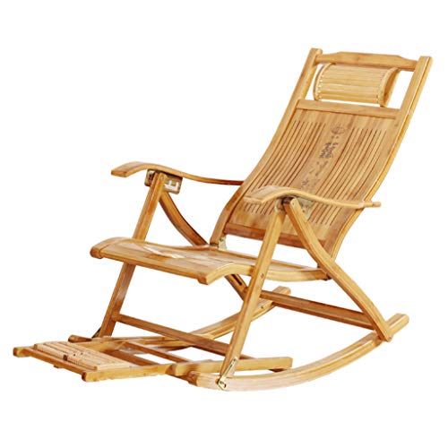 JOTDPFRYK Patio Lawn Garden Sun Loungers Solid Wood Rocking Chair, Foldable Chaise Lounges Portable Folding Chairs with Footrest with Cushion, 5-Speed Adjustment Office Outdoor