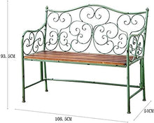Rsmmpqa 42.5 inch 2-Seater Patio Garden Bench, Wrought Iron Solid Wood Bench, Antique Decoration Outdoor Park Balcony Lounge Chair