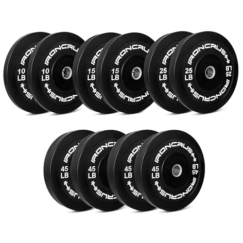 Iron Crush Olympic Bumper Plate Sets - Premium Virgin Rubber Weights for Strength Training - Compatible with 2" Barbells (280LB)