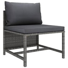LKJVFCPW 11-Piece Poly Rattan Patio Furniture Set, Modular Outdoor Sofa with Coffee Table and Washable Cushions, Grey Garden Lounge Chairs for Backyard, Deck, Poolside