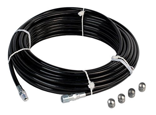 Sewer Jetter Hose & 4 Nozzles 1/8in. NPT x 100ft. 4800 PSI & 3.5 Button Nose Thruster Flusher Monster & Degreaser Nozzles