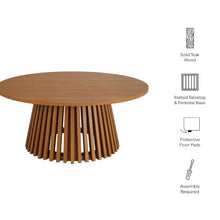 Modway Lane 39 Inch Teak Wood Outdoor Round Coffee Table in Natural – Slatted Patio Table with Pedestal Base for Patio, Balcony, Deck, Backyard, Terrace Or Sunroom