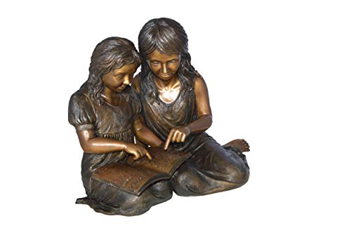 NIFAO Kids Reading, Boy & Girl Small Bronze Statue, 33" L x 21" W x 23" H