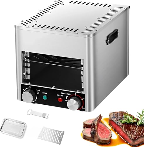Electric Steak Broiler, 4 or 8 Layer Grill, Time and Temperature Adjustable, With Broiler Tray and Grill, For Cooking Steak, Pork,Chicken, Vegetables,A