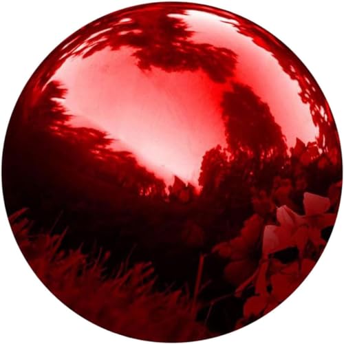mirror finish garden ball,gazing balls, Ball garden gazing ball prom boutique polishing ball Mirror decorate mirror ball gazing balls for gardens Christmas tassel exquisite gazing ball ( Color : Red