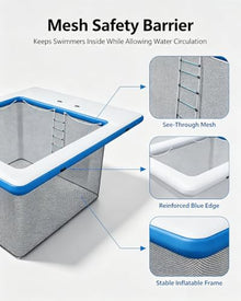 4M x 3M Portable Inflatable Yacht Pool, Inflatable Floating Ocean Sea Swimming Pool with Mesh Safety Barrier for Yacht Deck, Dock and Water Recreation