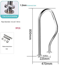Pool Handrail 80 X 47 cm Stainless Steel Pool Handle, 3-Arch Spa Railing Grab Bar, Silver Pool Hand Rail for Swimming Pools Incline Positions Water Park Etc.