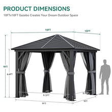 YITAHOME 10x10ft Hardtop Gazebo with Nettings and Curtains, Heavy Duty Galvanized Steel, Gray