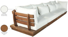 Meridian Furniture 111White-S4A Mirella Collection Modern | Contemporary Outdoor Patio 4pc. Modular Sofa with Solid Teak Frame, Water Resistant Fabric, 150" W x 38" D x 27" H, White