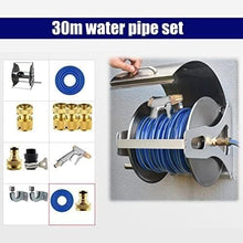 DOIBG Retractable Hose Cart Rotating Garden Hose Reel, Wall/Floor Mounted Hose Butler Holder,Outdoor Stainless Steel Swivel Stand-Blue-30m Water Pipe