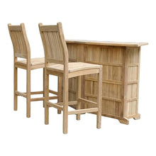 Touchstone Teak Velari 3 Piece Bar Set with Foldable Bar Table and Solid Chairs, Grade A Fine Sanded Teak Wood, Durable Stainless Steel Hardware, Outdoor Patio Bar Furniture