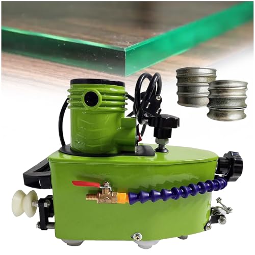 ZEEKYFOR Glass Edger Grinder, Electric Glass Grinding Edging Machine with 8 Diamond Wheels(6mm/8mm/10mm/12mm) & 2 Polishing Wheels, for Straight Round Bevel Edge Grinding and Polishing
