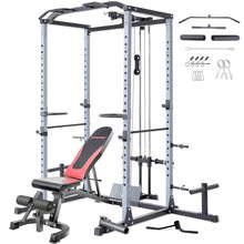 VANSWE Power Rack Olympic Power Cage Home Gym Equipment Black&Silver