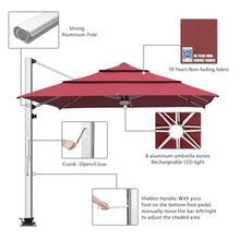 EliteShade APOLLO 3-Tier 10x10FT Aluminum Cantilever Patio Umbrella Burgundy