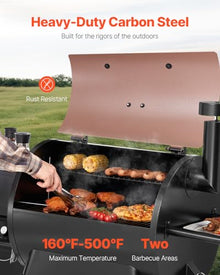 VEVOR Wood Pellet Grill Smoker, 8 in 1 BBQ Grills for Outdoor Cooking, 575 Square Inches Cook Area Electric Smokers, with WiFi-app Control, LCD Screen Controller, Meat Probe, 500°F Max Temperature