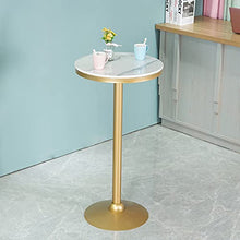 Dntum Bistro Table Made of Marble Top - Round,Small High Table for The Garden, Balcony and Outdoor Catering - Easy-Care Garden Tables with Metal Legs - White and Gold (Black 75cm(29.5in))