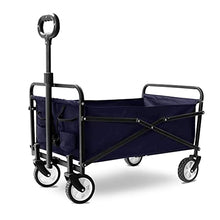 Outdoor Folding Utility Wagon Garden Utility Trolley with Seat Belt, Heavy Duty Folding Wagon Cart, for Outdoor Camping and Beach, Strong and Sturdy, Load-Bearing 100kg / 220lbs (Black)