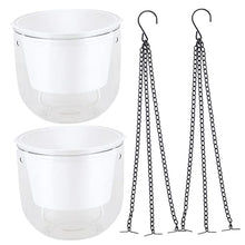 4 pcs Planters Hanging Garden Inch and Self Gray Fence for Chains Hooks Plants Resin Succulent Chain Plant Decorative Pots Round Containers Outdoor Indoor Basket (Whitex3pcs 16.5X15CMx3pcs)