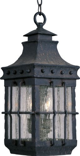 Maxim Lighting Ntucket 3-Light Outdoor Hanging Light | Country Forge Finish | Traditional Outdoor Light Fixture | Ideal for Porches & Covered Entryways | Dimmable Wet Rated | 30088CDCF