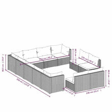 LDEWOAMEG 12 Piece Patio Lounge Set with Cushions Brown Poly Rattan