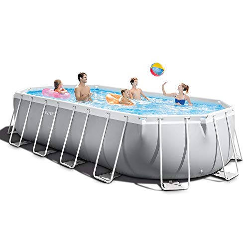 Intex Prism Frame Oval Swimming Pool Set Gray