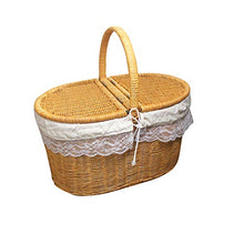 Beautifully Natural Hand Woven Rattan Picnic Baskets with Features Strong Wicker Handles Useful Lovely Storage Baskets Great Gift for All Occasions