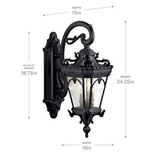 Kichler Tournai 2-Light Outdoor Wall Light, Textured Black