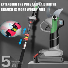 DYKKLKQ 3-in-1 Pole Saw & Pruning Shears Combo Kit 6 Inch Mini Chainsaw for Tree Trimming Cordless Secateurs with Extension 2 Battery Trimmer Limb Branch Cutter Pruner Scissors