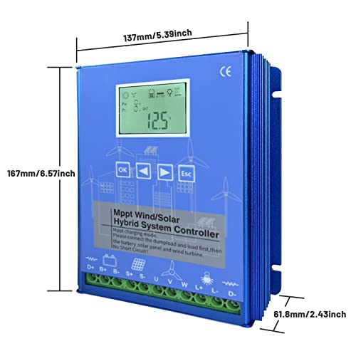 AISINILALAO 14000W MPPT Hybrid Solar Wind Charge Controller 12V/24V/48V Auto, Dual Input for Wind Turbine and Solar Panel, Smart Power Management System,220v