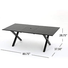 Christopher Knight Home Exuma 9-Pc Outdoor Cast Aluminum Dining Set with Expandable Table and Water Resistant Cushions Black/Ivory