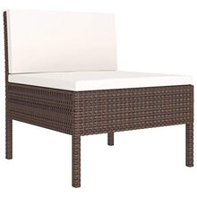 HNSMFPRE 10 Piece PE Rattan Patio Lounge Set with Cushions, Brown Poly Rattan Outdoor Furniture with Coffee Table
