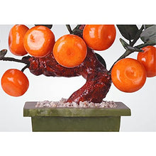 Feng Shui Jade Carved Orange Tree Bonsai Chinese Style Decoration for Wealth and Luck Living Room TV Cabinet Bonsai Porch Decoration House Plant