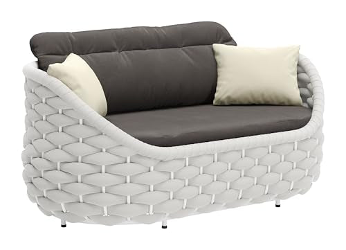 Zuo Coral Reef Loveseat Gray, Gray Sofa, Modern Style, Patio Furniture, Outdoor Fabric, Seats up to 2, Aluminum, Outdoor Living, 63.4" W x 33.1" D x 33.9" H, Non-Stackable
