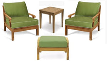 WholesaleTeak Luxurious 4 Piece Teak Sofa Chair Set - 2 Lounge Chairs, Ottoman & Side Table - Sack Collection