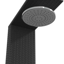 vidaXL Outdoor Shower - Black Poly Rattan, Acacia Wood Base, 39.4"x39.4"x95.1", Swimming Pool Furniture