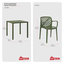 Costaelm Kitchen & Dining Room Sets, 5 piece Dining Table Set, Breakfast Coffee Bar Table and Chairs of 4, Stackable Dining Side Chair, Patio Bistro Deck Furniture, Olive Green