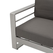 Christopher Knight Home Cape Coral Outdoor 6-Seater Aluminum Conversation Set Silver + Khaki