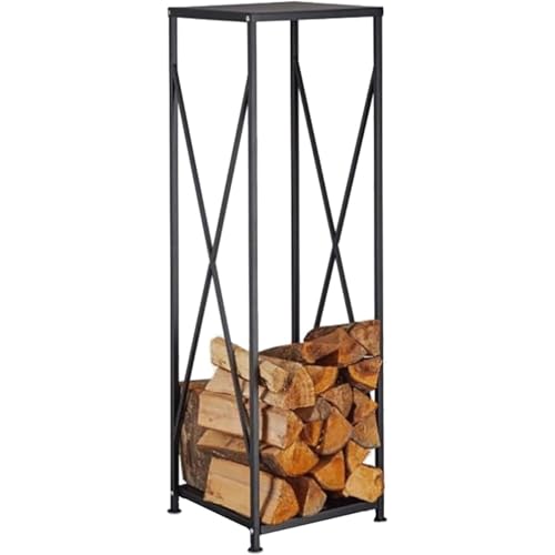 DJVHSRI Tall Firewood Rack Metal Log Holder with Feet, Outdoor Indoor Wood Pile Organizer, Easy Assembly,