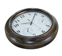 PPXCZZ 18 Inch Waterproof Outdoor Wall Clock with Thermometer and Hygrometer, Retro Metal Garden Clock for Indoor/Outdoor Use