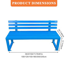 TDVFGDF Weatherproof Garden Bench, Heavy Duty Steel Metal Frame Outdoor Bench with Backrest for Yard and Patio (Red,220cm/87in)