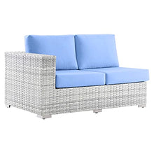 Modway Convene Wicker Rattan Outdoor Patio Left-Arm Loveseat in Light Gray Light Blue