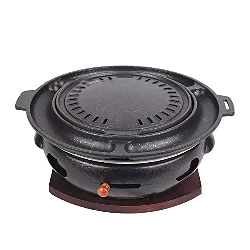 Charcoal Grill Camping Cooking Grill Food Charcoal Stove With Non-Stick Grill Pan Household Barbecue Tools Cast Iron BBQ Grill Outdoor Cooking Picnic Barbecue (Color : Black Size : 34x11.5cm)