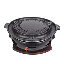Charcoal Grill Camping Cooking Grill Food Charcoal Stove With Non-Stick Grill Pan Household Barbecue Tools Cast Iron BBQ Grill Outdoor Cooking Picnic Barbecue (Color : Black Size : 34x11.5cm)