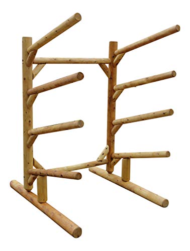 Log Kayak Rack 4 Place One Sided Kayak and SUP Rack Unfinished