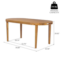 Christopher Knight Home Dorium 70" Oval Outdoor Dining Table, Acacia Wood Patio Dining Table for 4-6 People, Solid Wood Outdoor Table for Patio Deck Garden Backyard Dining, Teak