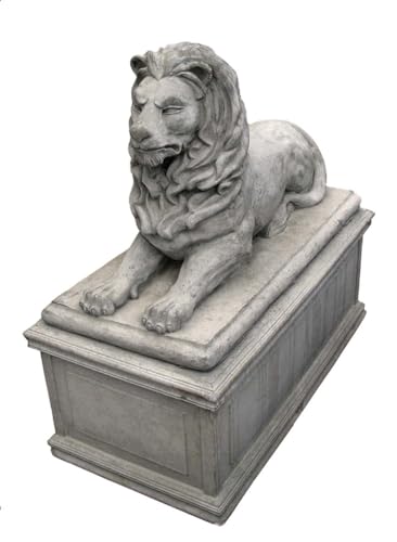 Solid Rock Stoneworks Museum Lion Concrete Statue 30" Tall Gray